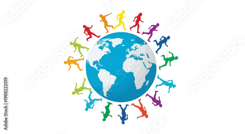 Global Community Running Together to Achieve Unity  And Worldwide Connectedness