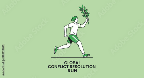 Global Conflict Resolution Run Depicted in an Illustrated Vector Artwork Style