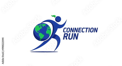 Global Connection Run: A Dynamic Logo Representing Worldwide Collaboration and Fitness