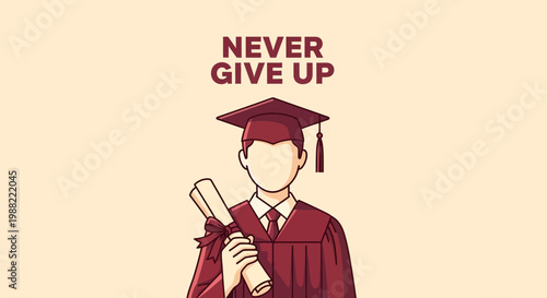 Graduation Achievement And Perseverance Visualized with Inspiring Message for Success