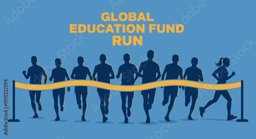 Global Education Fund Run: Promoting Fitness, Health, And Charitable Causes With Runners Silhouettes
