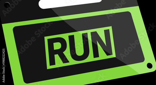 Graphic Design Illustrating The Word Run In Green With Black Backgrounds And Frames