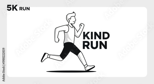 Graphic Illustration Depicting a Runner, 5K Run, Kind Run, Health and Wellbeing