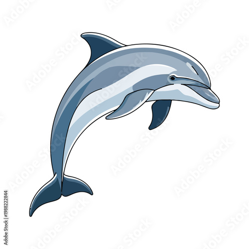 Leaping dolphin against a pure white backdrop clean and simple design