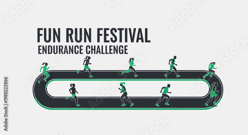 Graphic Illustration Depicting An Endurance Race Event And Promoting Physical Fitness Enthusiasts