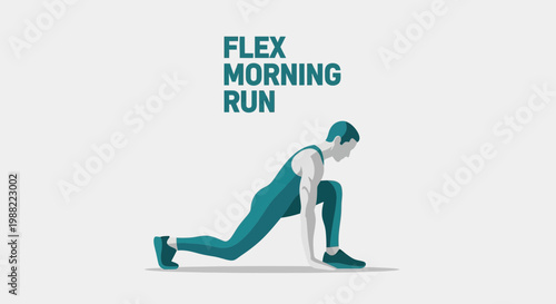 Graphic Illustration Depicting Morning Run Flexing Exercise Before A Physical Activity