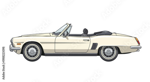 Classic cream convertible car illustration