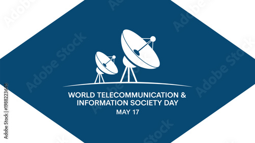 World telecommunication and information society day banner with satellite dish design