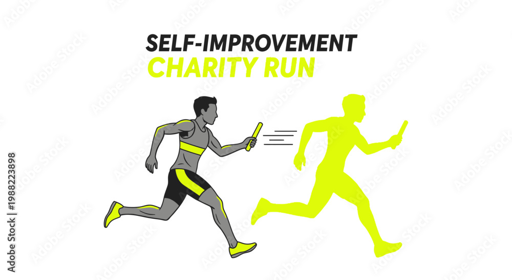 Fototapeta premium Graphic Illustration Depicting Runners in Motion Symbolizing Self-Improvement and Charity Events