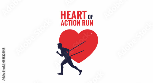 Heart Of Action Run Vibrant Marathon Event Graphic Symbolizing Health