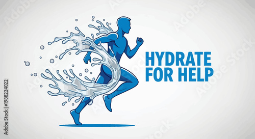 Healthy Athlete Running Through Water Spray Demonstrates Hydration Benefits for Physical Performance