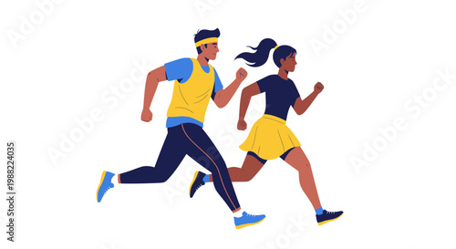 Healthy Athletes Running Together During A Sunny Day Achieving Their Fitness Goals