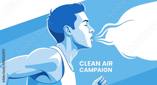 Healthy Breathing and Environmental Campaign Promoting Clean Air Movement in Blue Tones