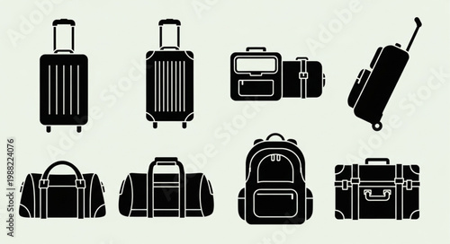 Collection of various luggage and travel bags silhouettes.