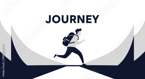 Graphic Representation of a Person Embarking on a Running Expedition or Traveling