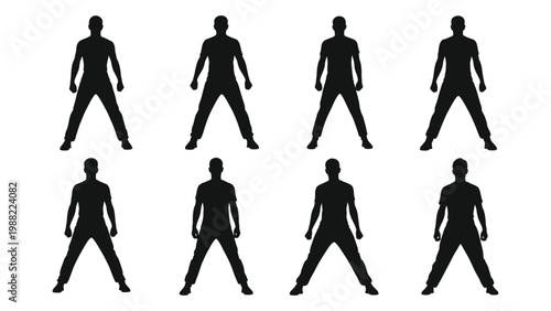 A collection of black silhouettes depicting people in dynamic athletic poses