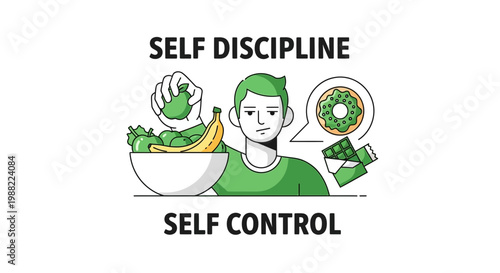 Healthy Choices Versus Unhealthy Decisions Depicted in Cartoon Illustration Concept