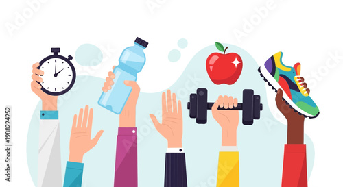 Healthy Habits and Fitness Routine: A Visual Depiction of a Balanced Lifestyle