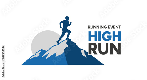 High Altitude Trail Running Competition Vector Graphic