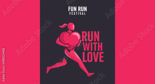 Heart Runner Symbolizing Love And Joy At The Fun Run Festival Event Promotion Display
