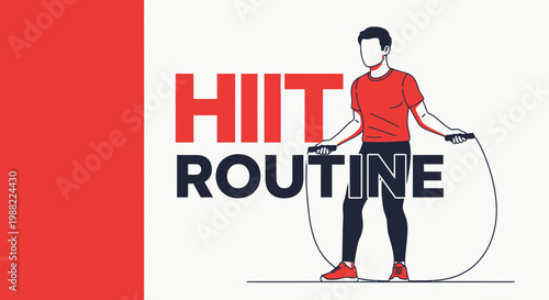 HIIT Workout Routine Concept Art Featuring Young Athlete Skipping Rope for Exercise Goal