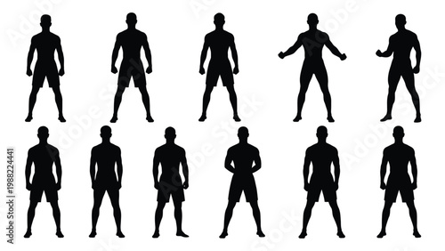 A collection of diverse male silhouettes showcasing various body types and postures