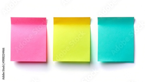 Blank Colorful Sticky Notes. Paper Reminders. Office Supplies. Idea Concept Background.