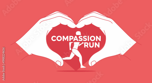 Heart Shape Hands Surrounding A Running Figure Supporting Compassion Run Event