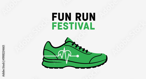 Green Running Shoe Representing Fun Run Festival Celebration and Community Event