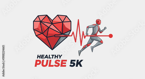 Healthy Lifestyle and Pulse Race Symbolizing Endurance, Stamina, and Heart Health for a 5k Marathon