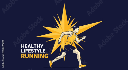 Healthy Lifestyle and Running Concept With Energetic Visuals and Vibrant Graphic Design