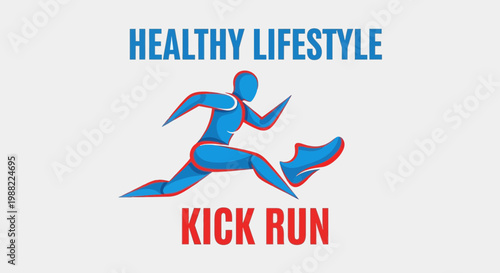 Healthy Lifestyle and Run: Dynamic Illustration for Fitness, Health and Active Living Concepts