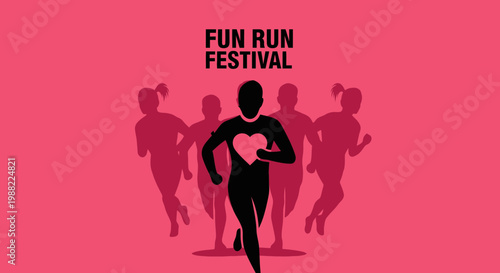 Heart Shape Runner Leads Fun Run Festival With Energetic Silhouette Depictions