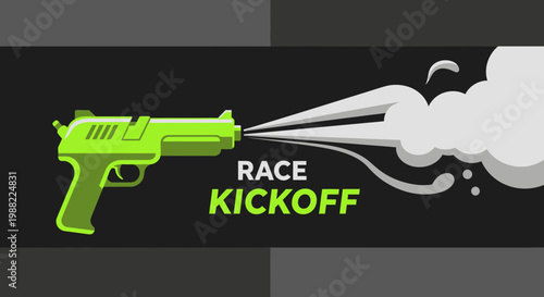 Green Weapon Releasing Smoke For a Race Kickoff, Stylishly Representing Competition Start