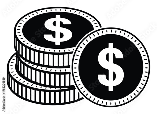 Stack of Dollar Coins Vector Illustration