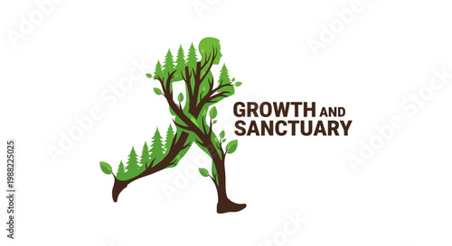 Human Figure Formed by Trees Represents Natural Growth And Sanctuary