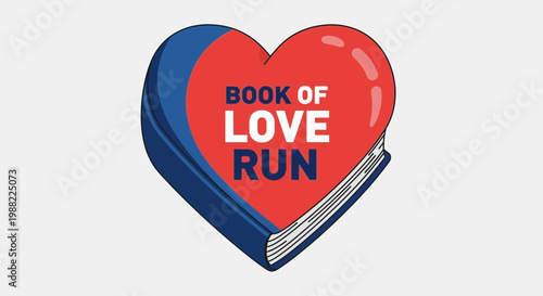 Heart Shaped Book Illustrating Passion, Run, and Love, Expressing Strong Emotions and Affirmations