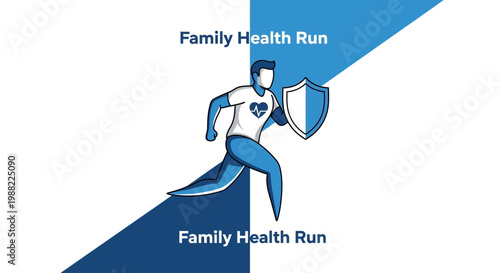 Healthy Lifestyle Concept Depicted with a Runner and Family Healthcare Protection