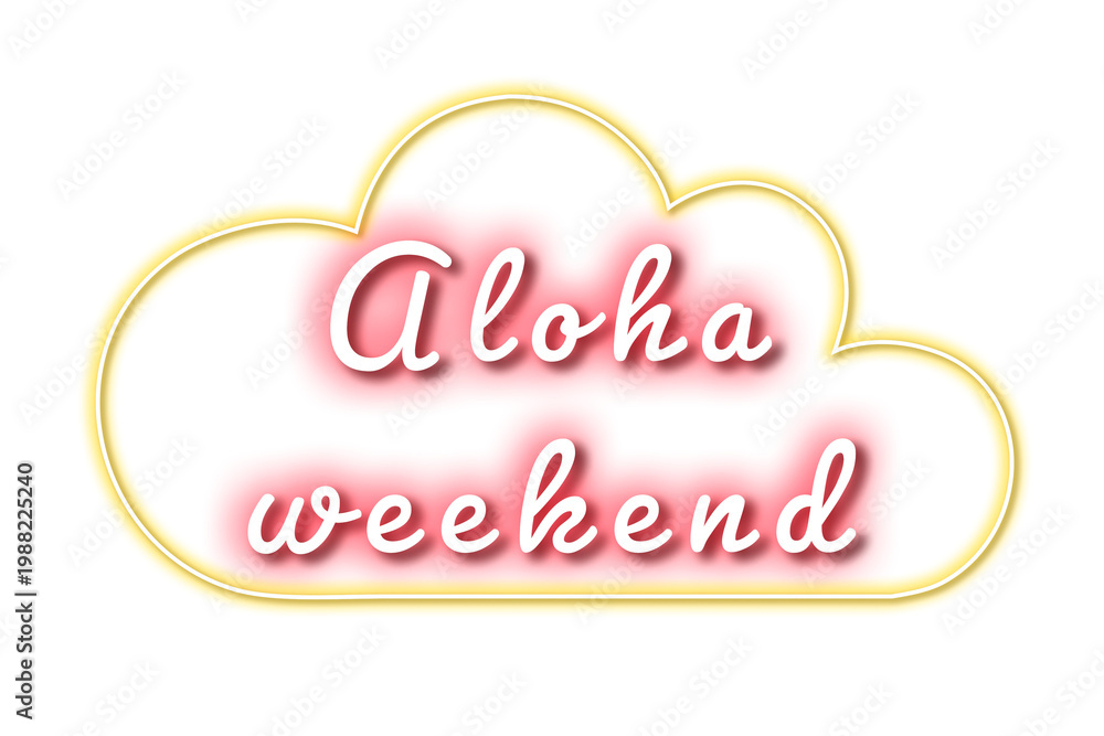 Fototapeta premium Aloha weekend glow neon png typography