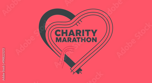 Heart Shaped Charity Run Graphic Depicting Marathon Symbolism and Generosity Display