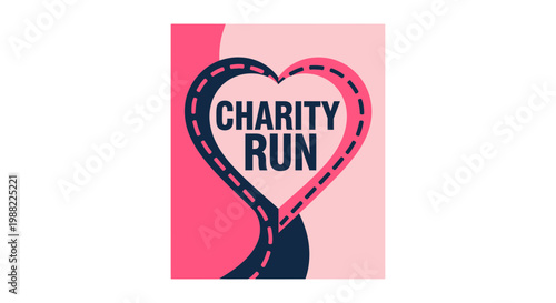 Heart Shaped Charity Run Graphic for Fundraising and Community Events Visualization