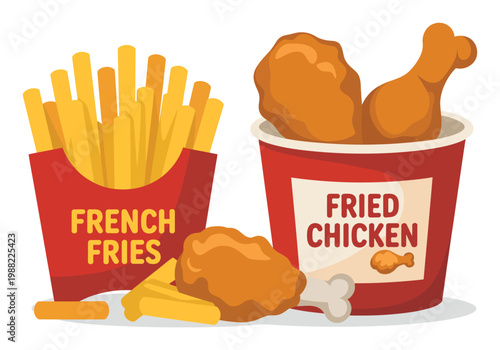 Delicious Fried Chicken and Crispy French Fries Combo Meal