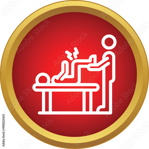 Patient lying on examination table receiving treatment from a physical therapist