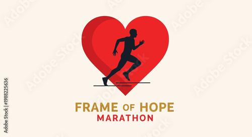 Heart Shaped Marathon Runner Symbolizing Hope and Healthiness Against a Neutral Background