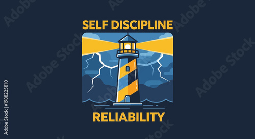 Iconic Lighthouse Symbolizing Self Discipline and Reliability Amidst Stormy Conditions