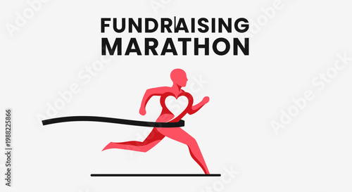 Heart Shaped Runner Crossing Finish Line In a Charitable Fundraising Marathon Effort