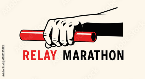 Iconic Relay Marathon Hand Holding Baton, Vector Design, Sporty Illustration Template Concept