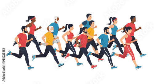 Group Of People Running Together, Promoting Health And Fitness, Representing Community.