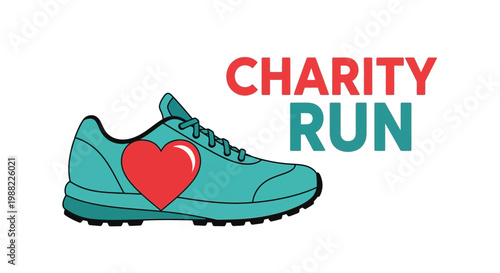 Heart Shaped Shoe Logo Design Representing Charity Run Activity For Awareness Cause