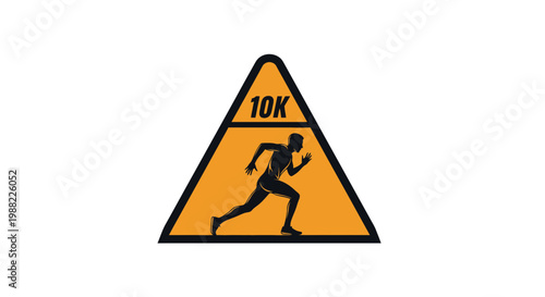 Iconic Silhouette of A Runner in A Triangle Shape with 10K Symbol for Endurance